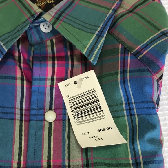 Vintage long sleeve Saddle King Western pearl button large. 16 1/2 regular - Picture 7 of 9